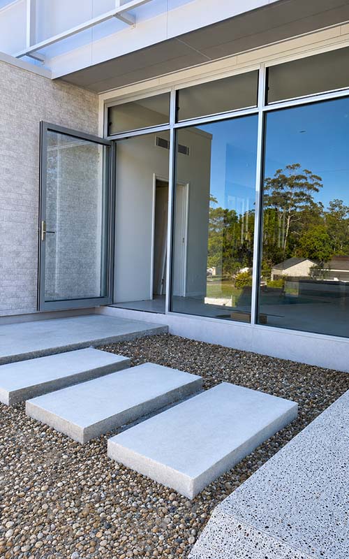 Commercial shop front with open aluminium framed door