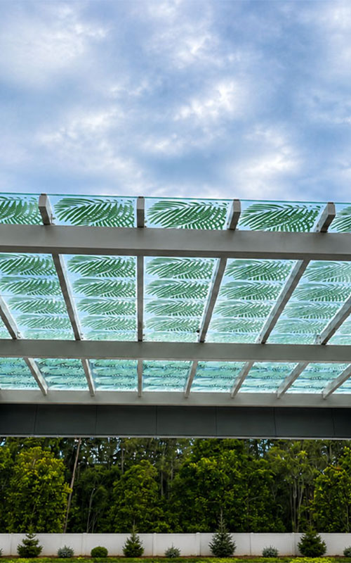 commercial glass roof with feature pattern