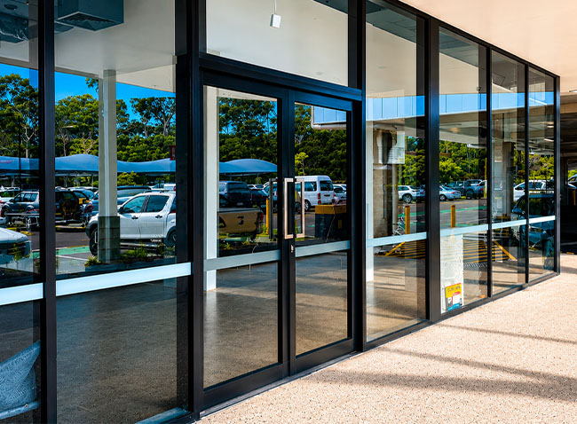 Black aluminium shop front